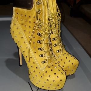 Studded platform ankle boots